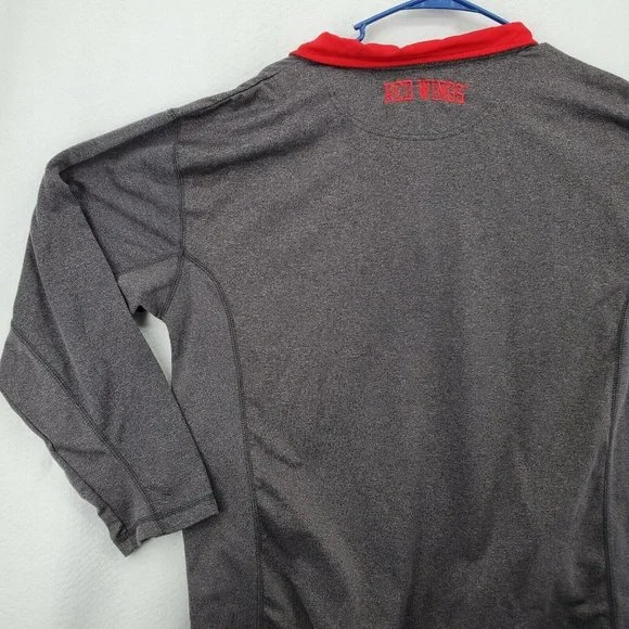 Redwings Hockey Shirt Gray Pullover Pockets Men?s Size Large 1/4 Zip - Picture 10 of 12